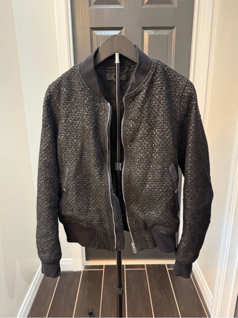 rag & bone Black Textured Bomber Jacket